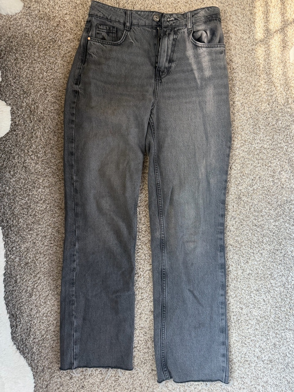 Zara Women's Straight Leg Jeans - Charcoal